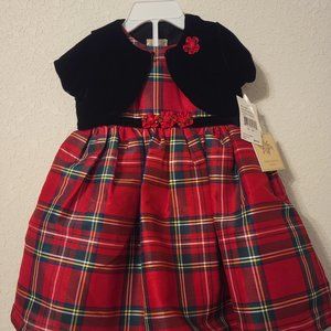 18 month red plaid Holiday dress NWT 3 piece